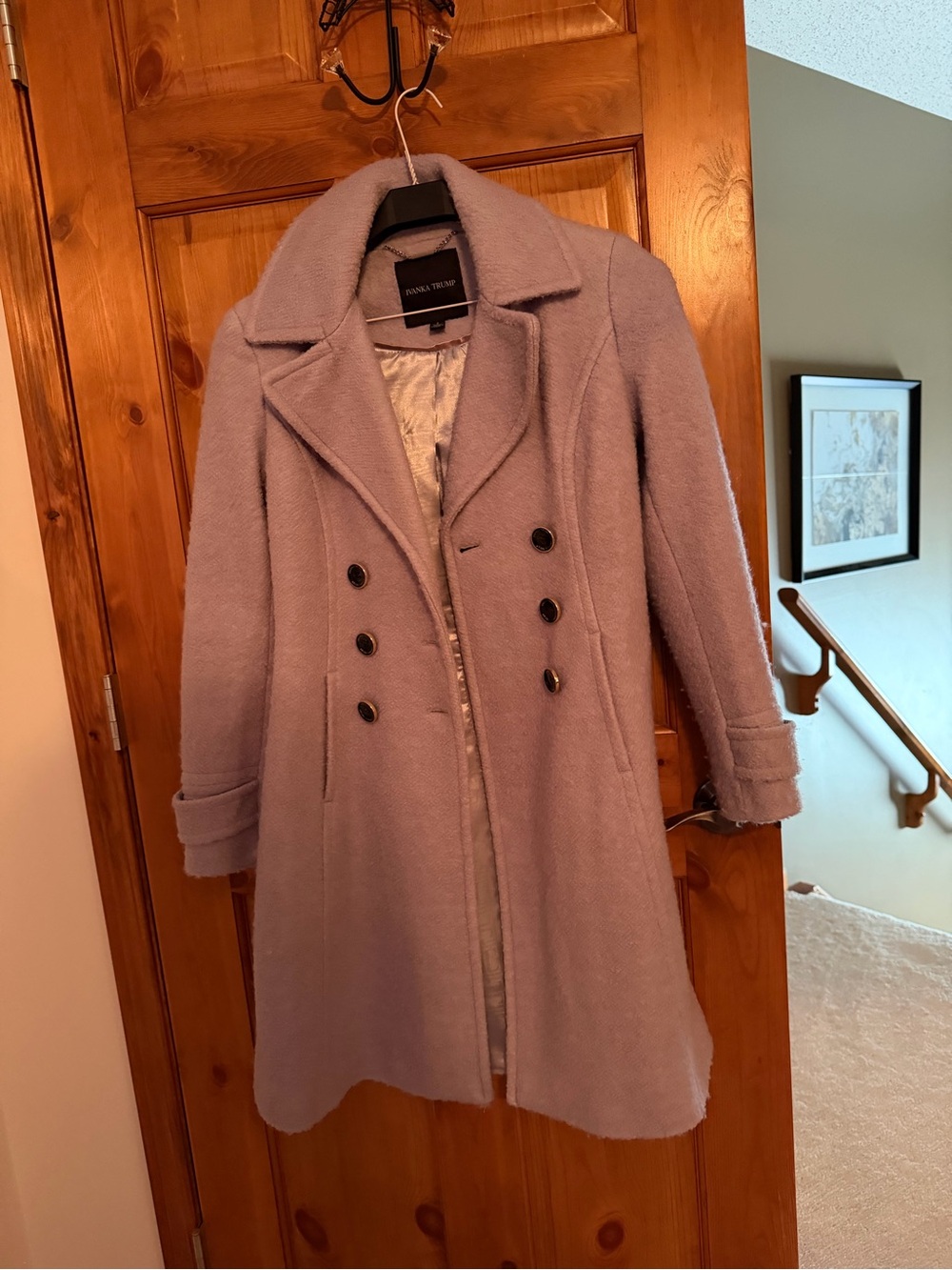 Ivanka Trump Lavender Double-Breasted Wool-Blend Coat
